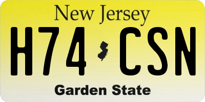 NJ license plate H74CSN