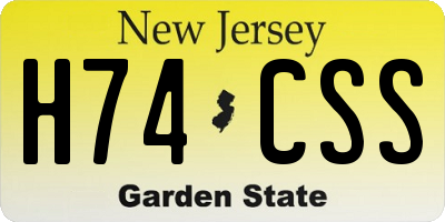 NJ license plate H74CSS