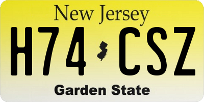 NJ license plate H74CSZ