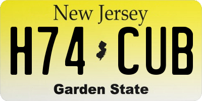 NJ license plate H74CUB