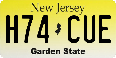 NJ license plate H74CUE