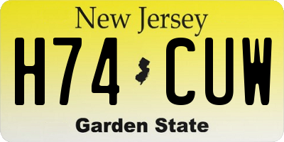 NJ license plate H74CUW