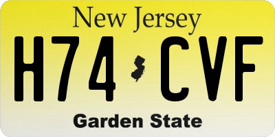 NJ license plate H74CVF