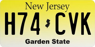 NJ license plate H74CVK