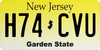 NJ license plate H74CVU