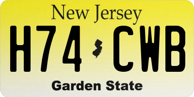 NJ license plate H74CWB