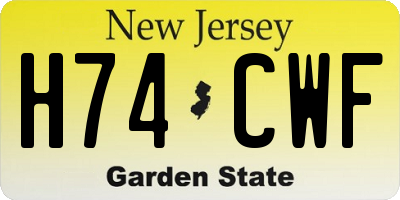 NJ license plate H74CWF