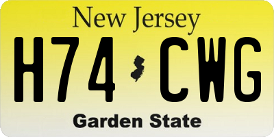 NJ license plate H74CWG