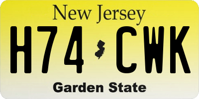 NJ license plate H74CWK