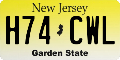 NJ license plate H74CWL