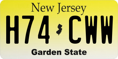 NJ license plate H74CWW
