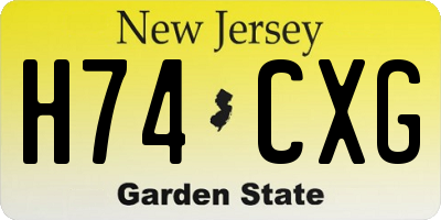 NJ license plate H74CXG