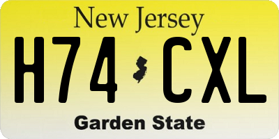 NJ license plate H74CXL