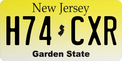 NJ license plate H74CXR