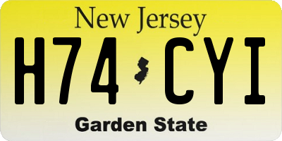NJ license plate H74CYI