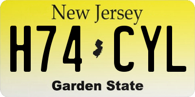 NJ license plate H74CYL