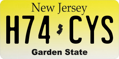 NJ license plate H74CYS