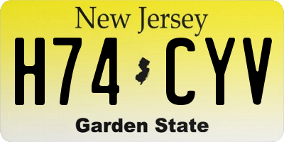 NJ license plate H74CYV