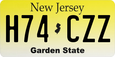 NJ license plate H74CZZ