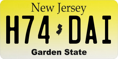 NJ license plate H74DAI