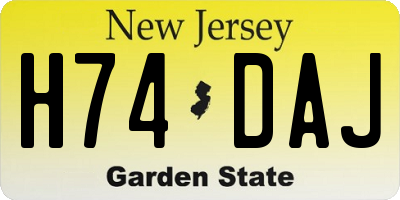 NJ license plate H74DAJ