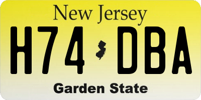 NJ license plate H74DBA