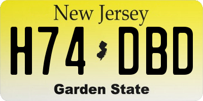 NJ license plate H74DBD