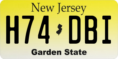 NJ license plate H74DBI