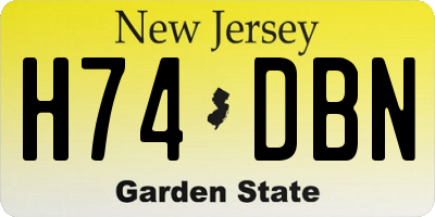 NJ license plate H74DBN