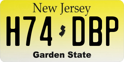 NJ license plate H74DBP