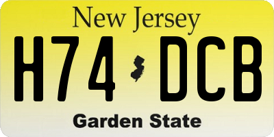 NJ license plate H74DCB