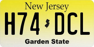 NJ license plate H74DCL