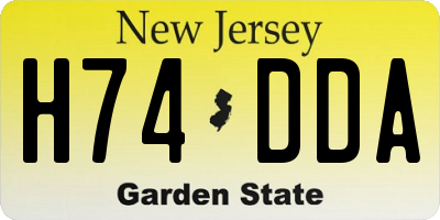 NJ license plate H74DDA