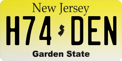 NJ license plate H74DEN