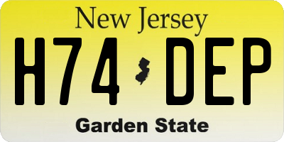 NJ license plate H74DEP