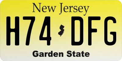 NJ license plate H74DFG