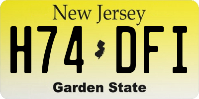 NJ license plate H74DFI