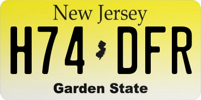 NJ license plate H74DFR
