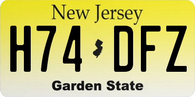 NJ license plate H74DFZ