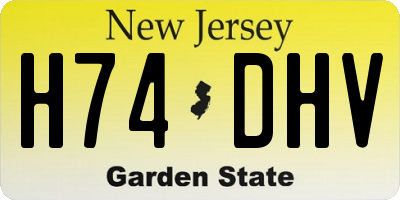 NJ license plate H74DHV