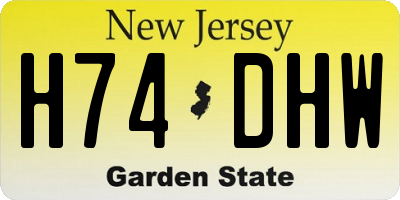 NJ license plate H74DHW