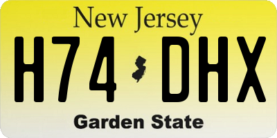 NJ license plate H74DHX