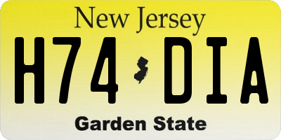 NJ license plate H74DIA