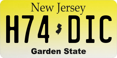NJ license plate H74DIC