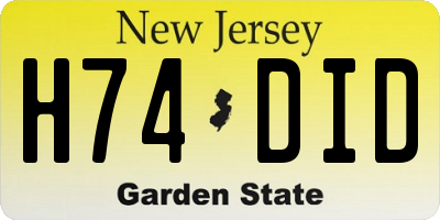 NJ license plate H74DID
