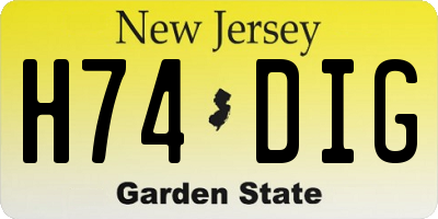 NJ license plate H74DIG