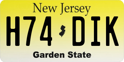 NJ license plate H74DIK