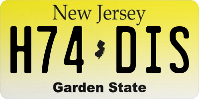 NJ license plate H74DIS