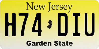 NJ license plate H74DIU