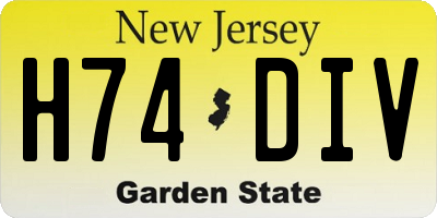 NJ license plate H74DIV